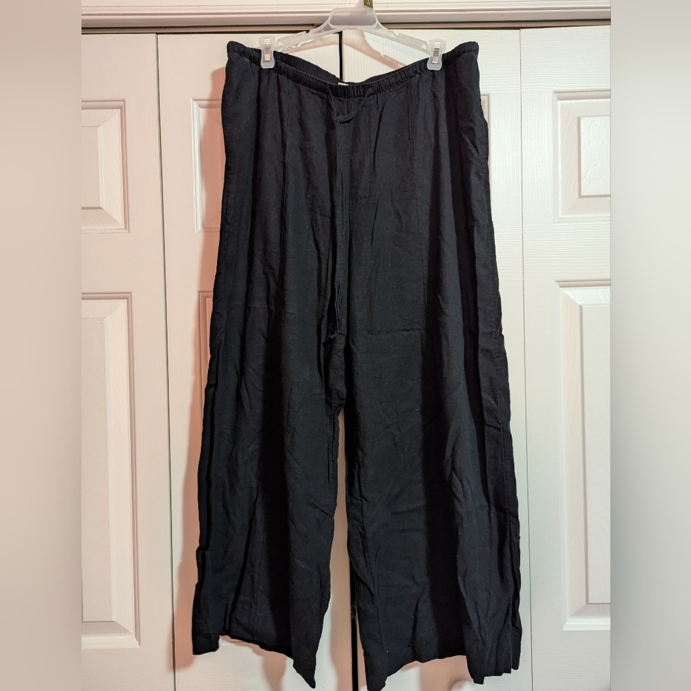 A New Day Black Women Cotton Wide Leg Drawstring Pants